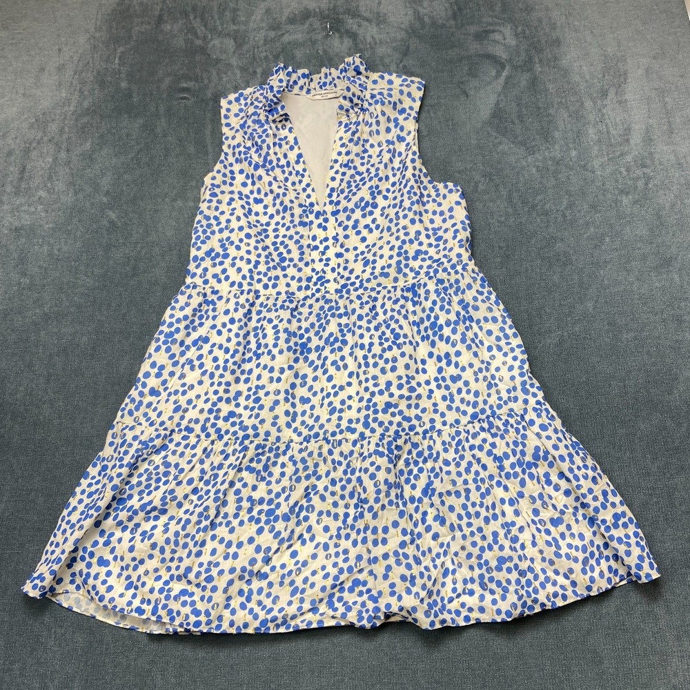 Amanda Uprichard Mini Dress Womens Medium Blue White Polka Dot Sleeveless